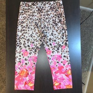 Cheetah Print & Floral Capri Leggings